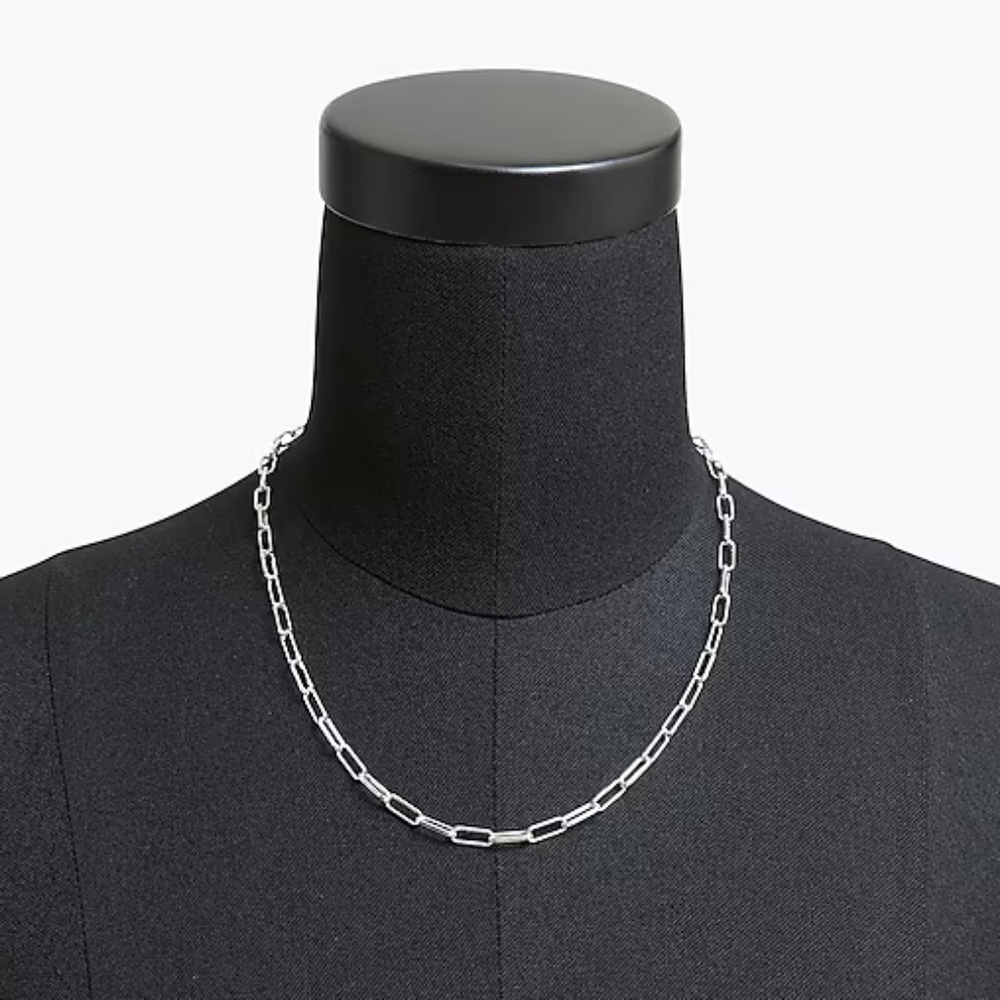 NEW jcrew T-bar paper-clip link chain necklace (Silver)